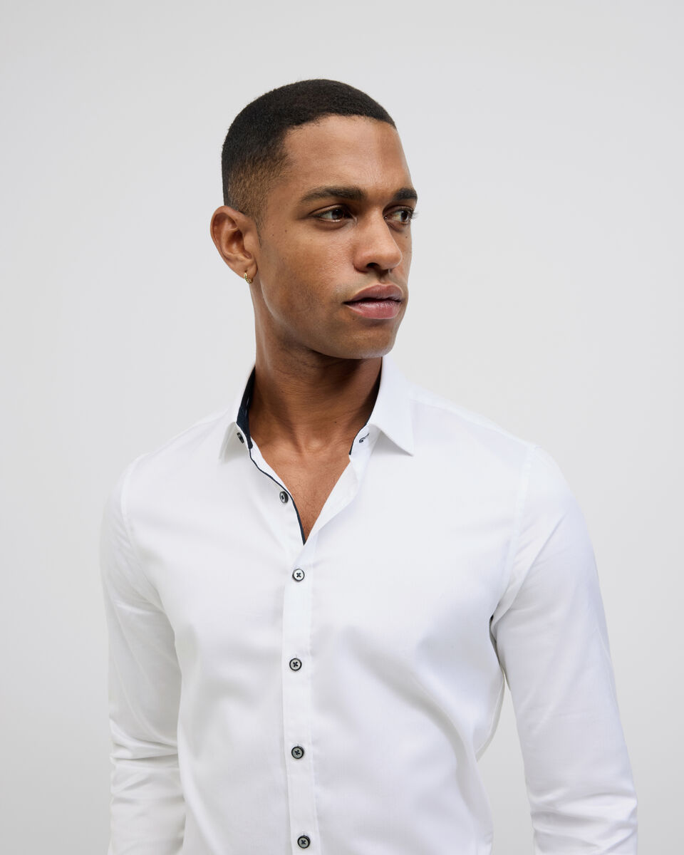 Accent Stretch Long Sleeve Shirt, White, hi-res